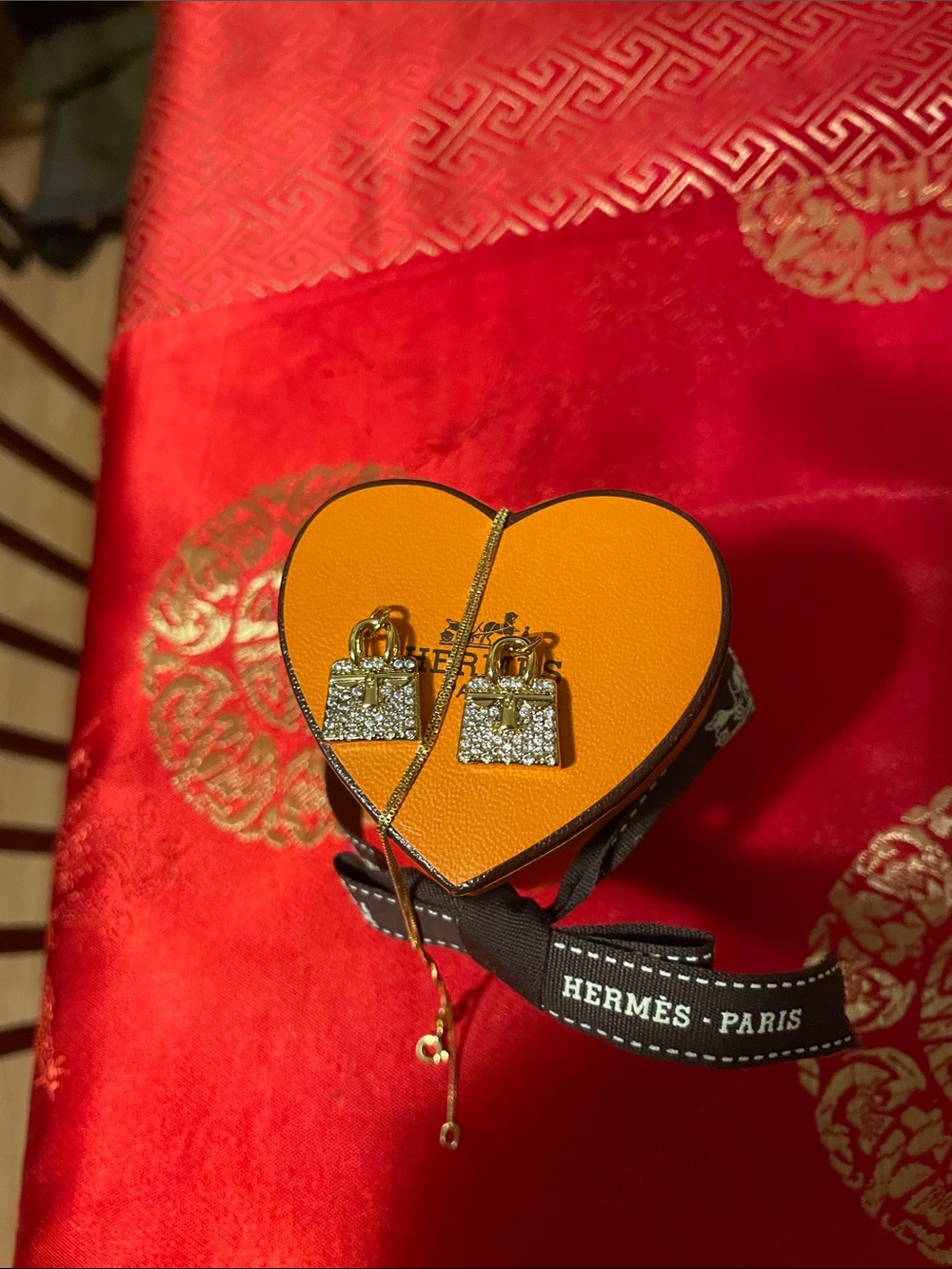 Upcycled designer charms, box and unbranded chain